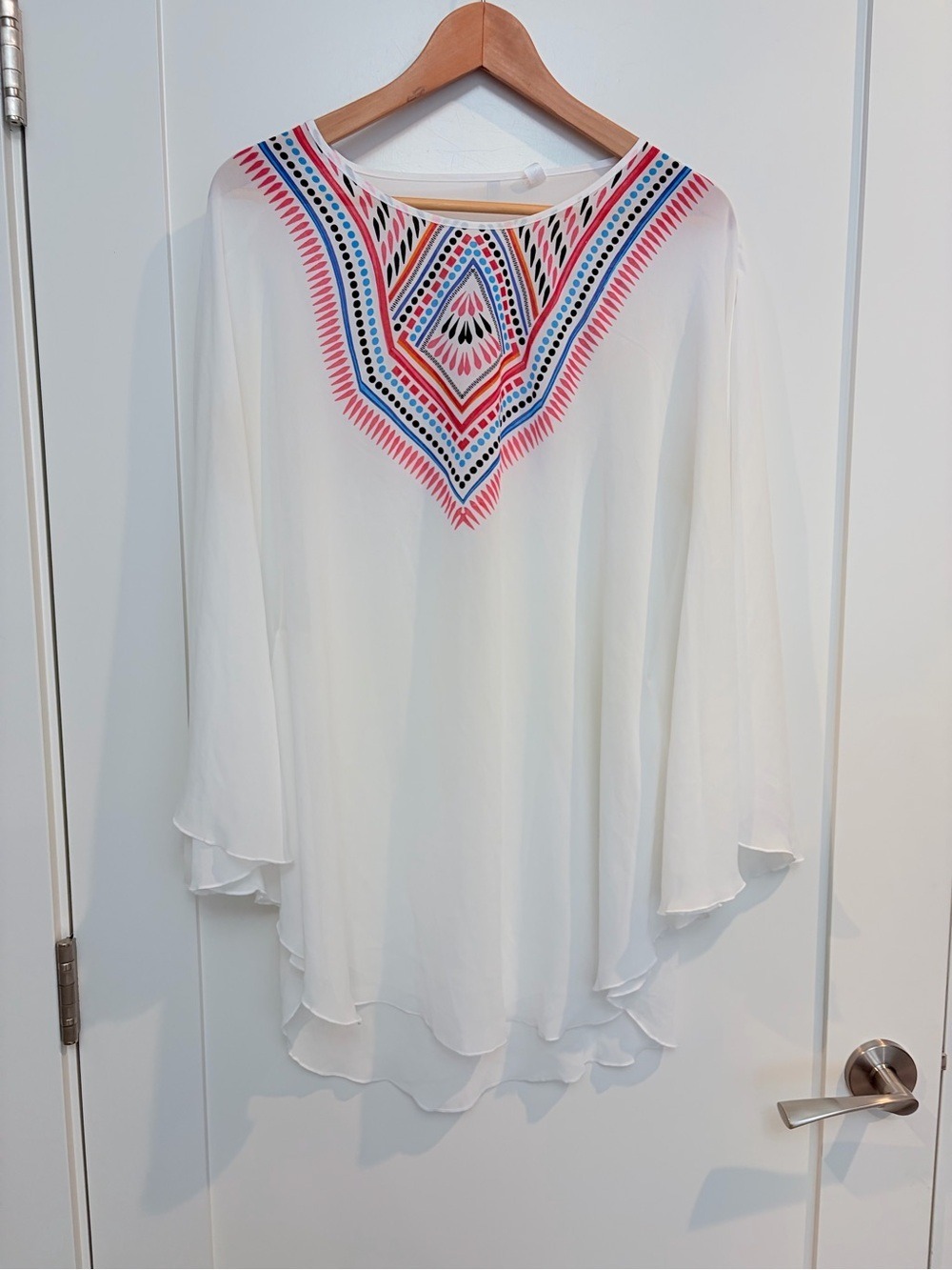 Boho Embroidered White Women’s Tunic/Coverup